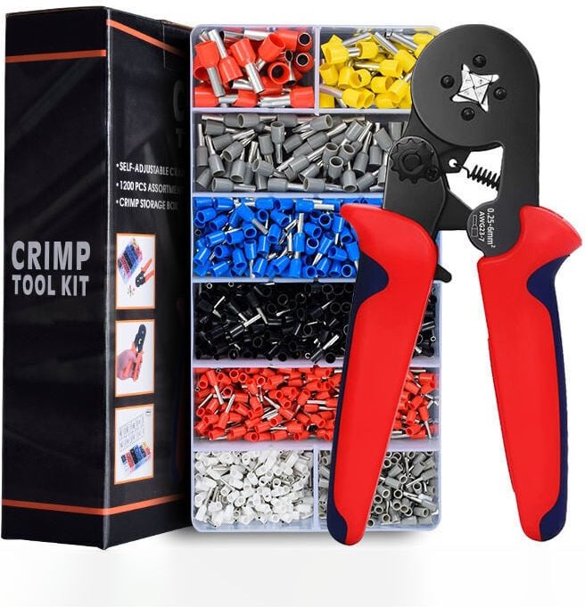 Crimpzange, 1200 isolierte Crimp-Anschlusskästen, elektrischer Kabelschuh, Aderendhülsen-Crimpwerkzeug, Anschlusskabel 0...