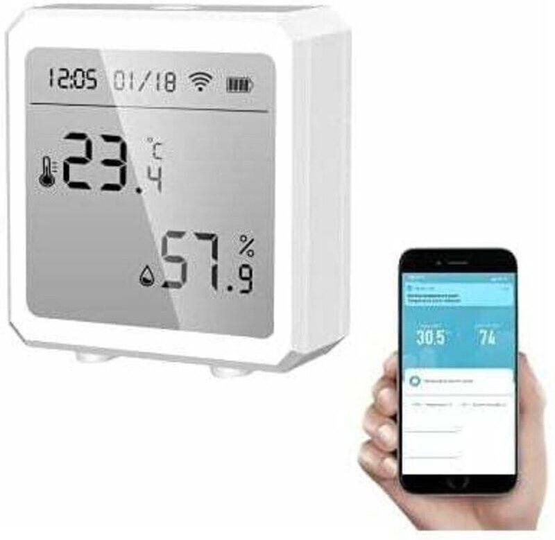 Intelligentes WLAN-Thermometer mit Hygrometer und Bluetooth-Temperatur- und Feuchtigkeitssensor mit Hintergrundbeleuchtu...
