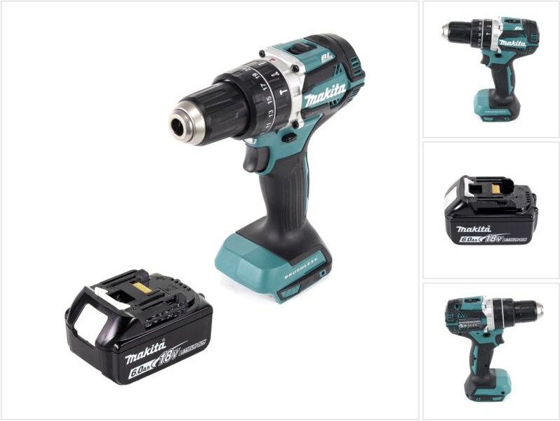 Makita DHP 484 G1 Akku Schlagbohrschrauber 18 V 54 Nm Brushless + 1x Akku 6,0 Ah - ohne Ladegerät