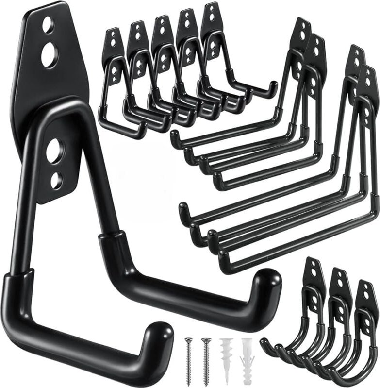 Set mit 12 Garagen-Wandhaken, robuste Garagen-Aufbewahrungshaken zum Organisieren von Garten- und Garagenwerkzeugen, Ele...