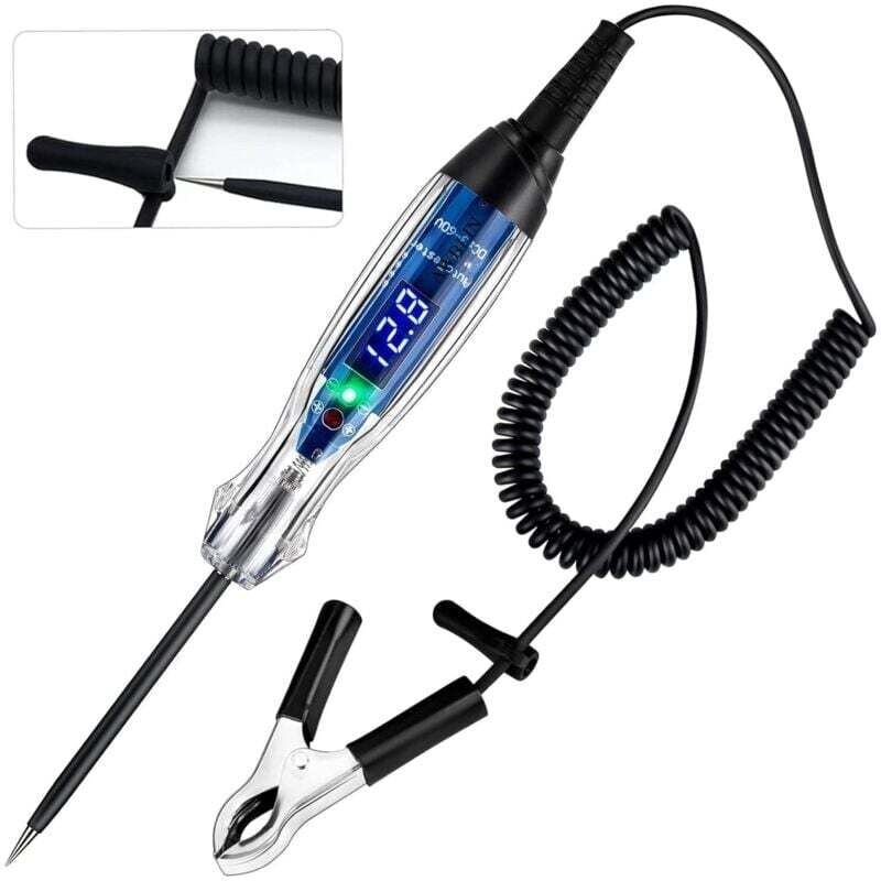 Lampe témoin automobile DC 3-60V, testeur de circuit LED numérique, testeur d'éclairage robuste avec voltmètre, testeur ...