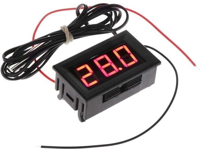 Digitales Kühlschrankthermometer mit Sonde, Temperatur 50 bis 110 °C, 5–12 V DC, rot