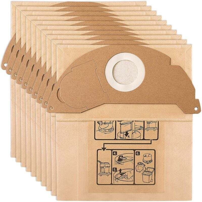 10 Ersatzfilterbeutel für Kärcher WD2 MV2 Staubsauger 6.904-322.0 WD2250 A2004 A2054