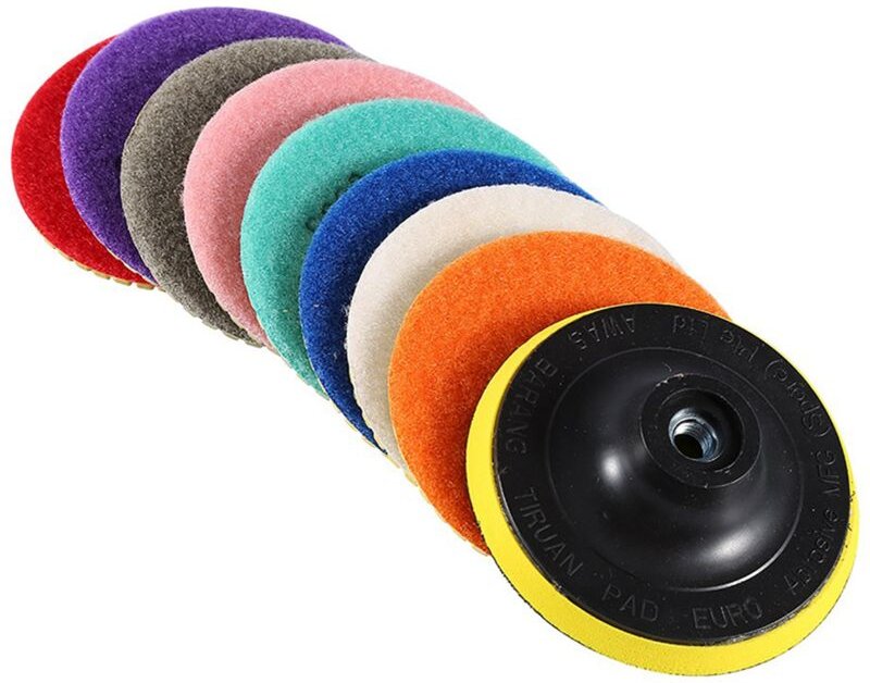 Polierpads, Gewinde M14, Dia 100 mm, Set von 8 Stück Polierpads, 50 bis 3000 Diamant-Puffer-Set für Granit, Marmor, Kuns...