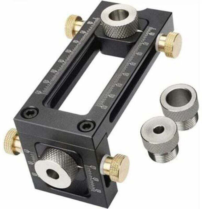 Dima di foratura per lavorazione del legno 2 in 1, dima regolabile per fori tascabili, kit guida per trapano a 4 fori da...