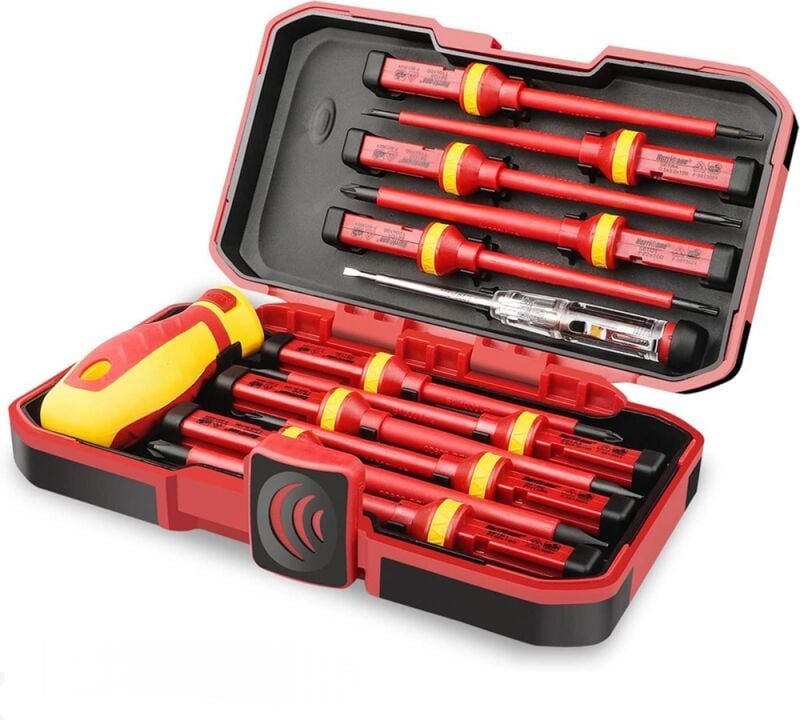 Schraubendreher-Set, 13 Stück, CR-V-isolierte Schraubendreher, Hochspannung, 1000 V, magnetisch, Kreuzschlitz, Schlitz, ...