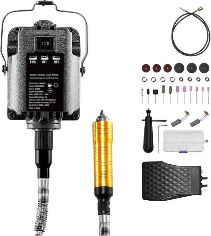 Flexwellenschleifer,1200 w, 30.000 U/min,elektrisches Rotationswerkzeug mit 31-teiligem Zubehör und Fußpedal, multifunkt...