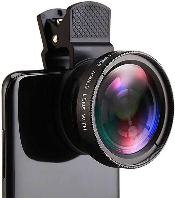 Handy-Objektiv-Bundle mit 0,45-fachem Weitwinkelobjektiv und HD-Makro-Kameraobjektiv für iPhones und Android-Handys