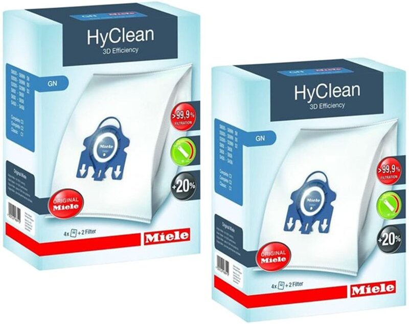 Set von 8 Staubbeuteln Hyclean 3D GN + 4 Filter für Miele -Staubsauger