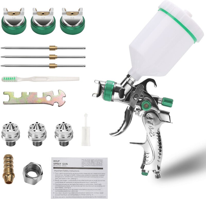Wolketon Farbsprühsystem Wandfarbe Spritzpistole Farbspritzpistole Lackierpistole mit 600 ml Plastikbecher und 3 Edelsta...