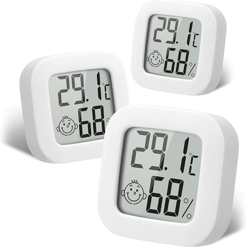 3 Stück Mini-Digital-Innenthermometer, Hygrometer, Luftfeuchtigkeit, Temperatur, LCD-Display, Bluetooth-Funksensor, Ther...