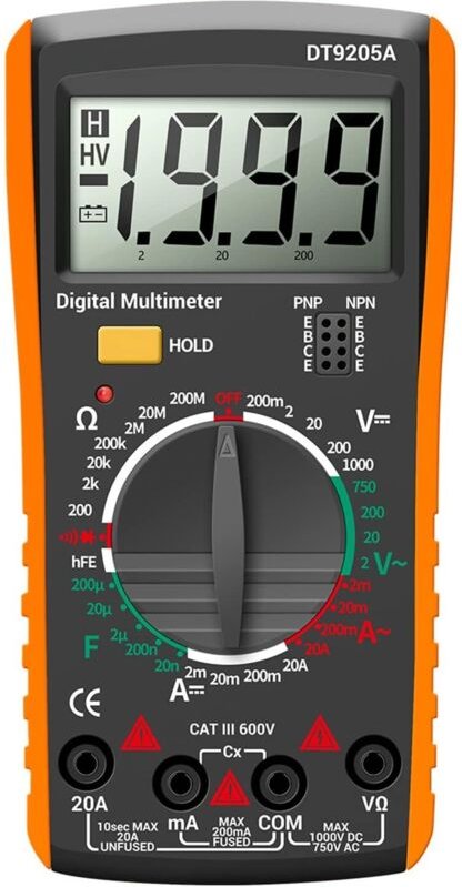 DT9205A AC/DC-Voltmeter Amperemeter Stromspannungsmesser Widerstandskapazitätstester (Orange)
