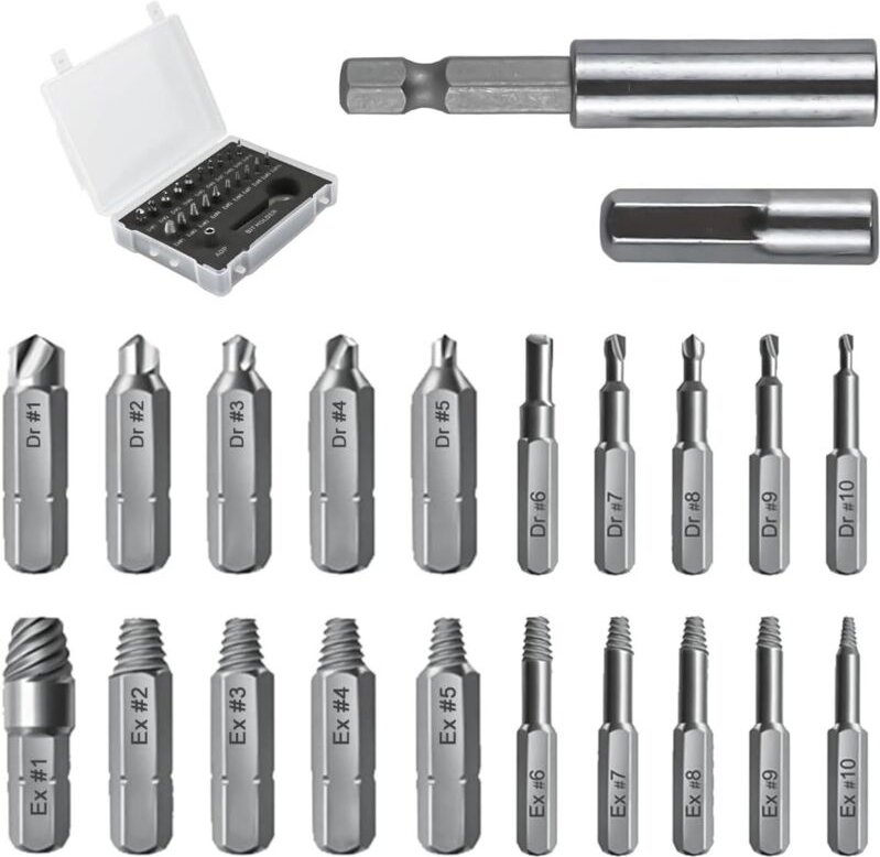 Set mit 22 Schraubenausdrehern, Doppelkopf-Schraubenausdreher-Set, Set zum Ausdrehen beschädigter Schrauben, Linkshänder...