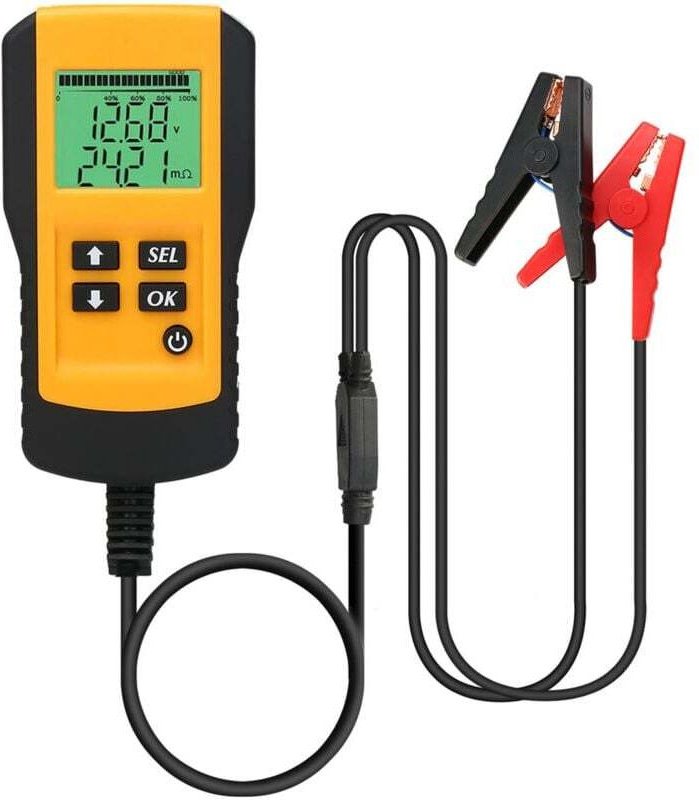 Testeur de Batterie 12V Voiture avec Mesure Tension Résistance Interne et Affichage Capacité AH