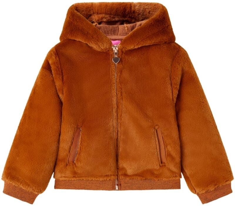 Kinder-Kapuzenjacke Kunstpelz Cognac 104 Vidaxl 42857