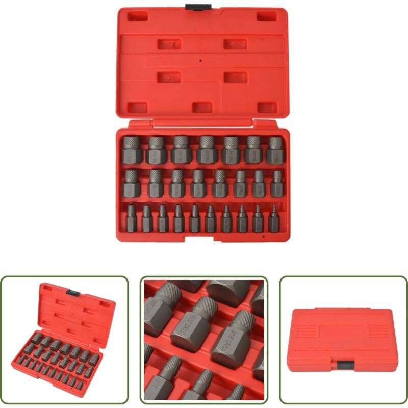 Schraubenausdrehersatz 25-teilig - 25-tlg. Vielzahn-Schraubenausdreher-Set Stahl