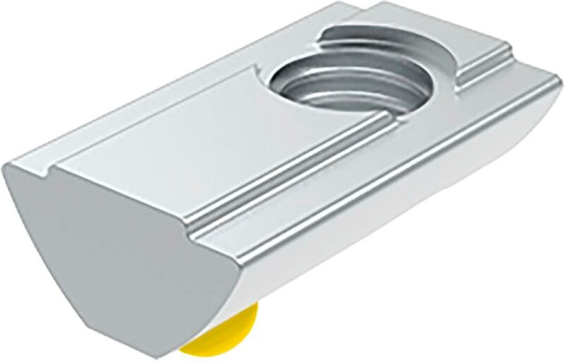 Fath Nutenstein Nut 8 M5, Einschwenkbar, Führungssteg, Federkugel in Gelb, Raster 40, passend zu Item SystemStahl verzin...