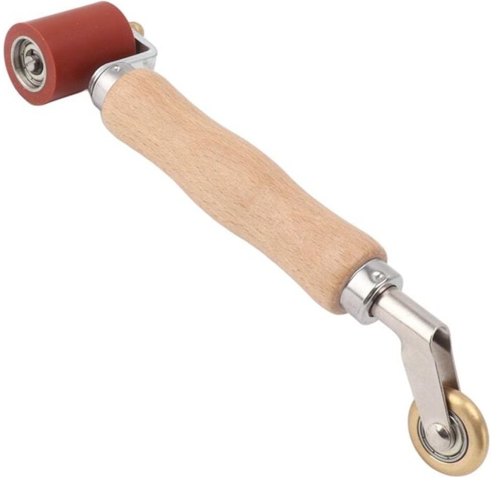 Tapezierfugenrolle 40mm aus Stahl, Silikon mit Holzgriff, Doppelfunktionsrad Schweißen pvc a