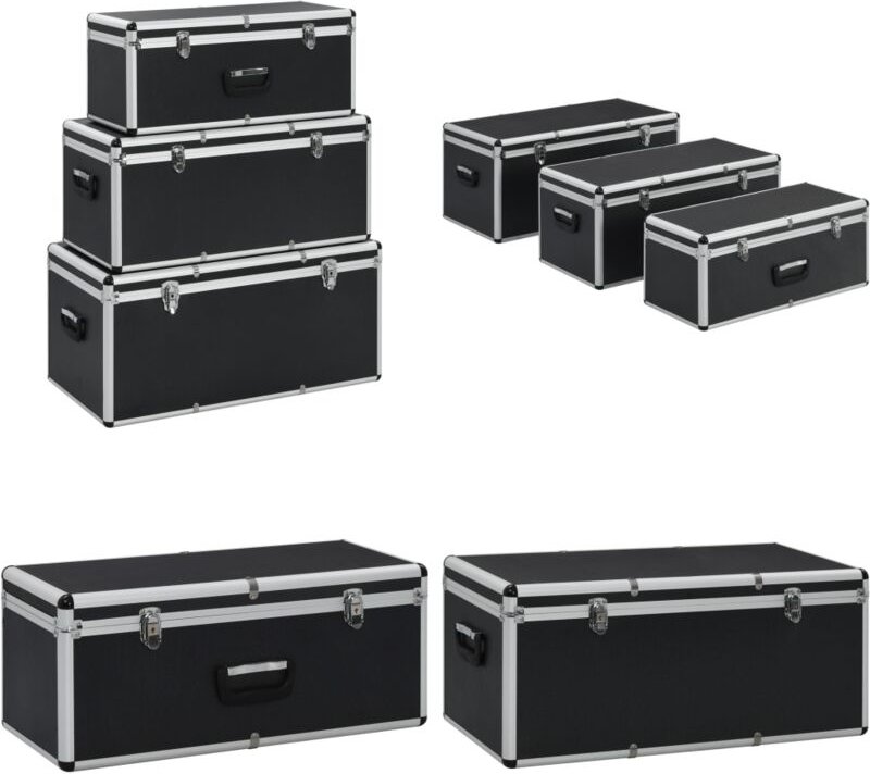 Aufbewahrungskoffer 3 Stk. Schwarz Aluminium - Aufbewahrungskoffer - Werkzeugkoffer - Home & Living