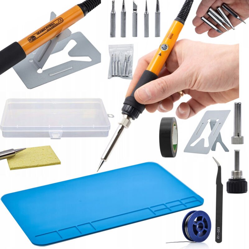 Rosfix Rosfix Präzisionslötkolben mit Potentiometer Rosfix Orange Pitbull OP60W + Matte 20x30 + Schwamm + Dose 0,8x10 + ...