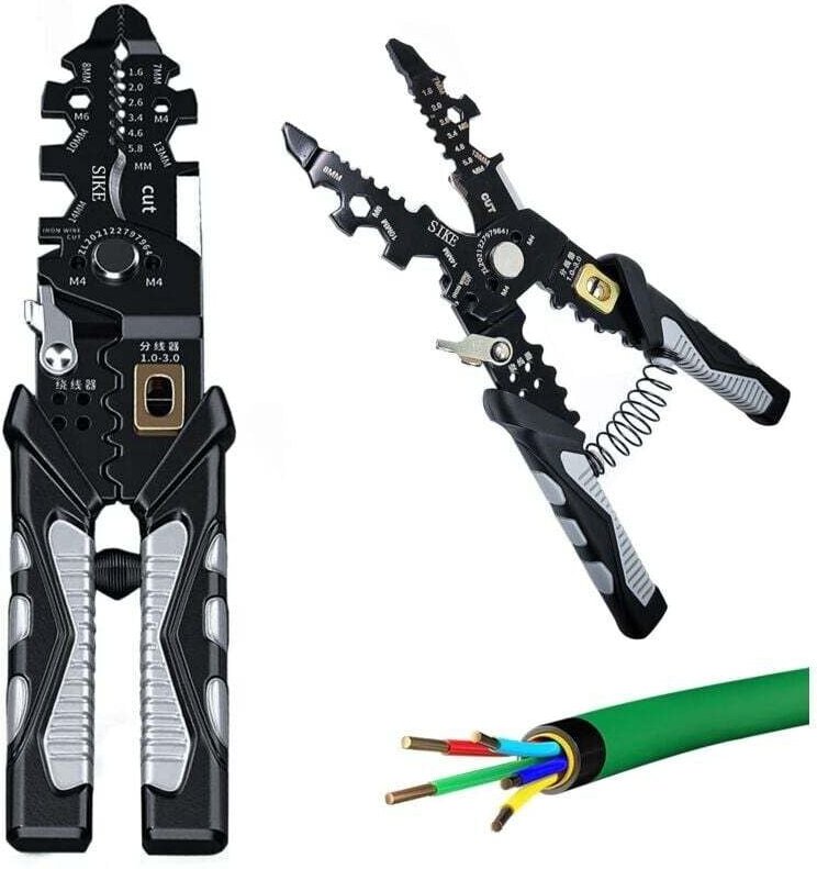 25-in-1 Elektrischer Abisolierer, multifunktional, mit Sicherheitsverriegelung, Schneide-, Crimp-, Abisolier-, Wickel- u...