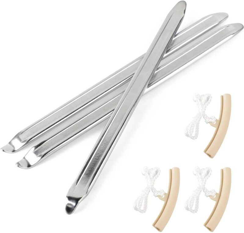 3pcs Demonte Pneu 25cm Outil Levier de Pneu en Acier Au Manganèse avec 3 Jantes Protecteurs Outils de Réparation Décapan...