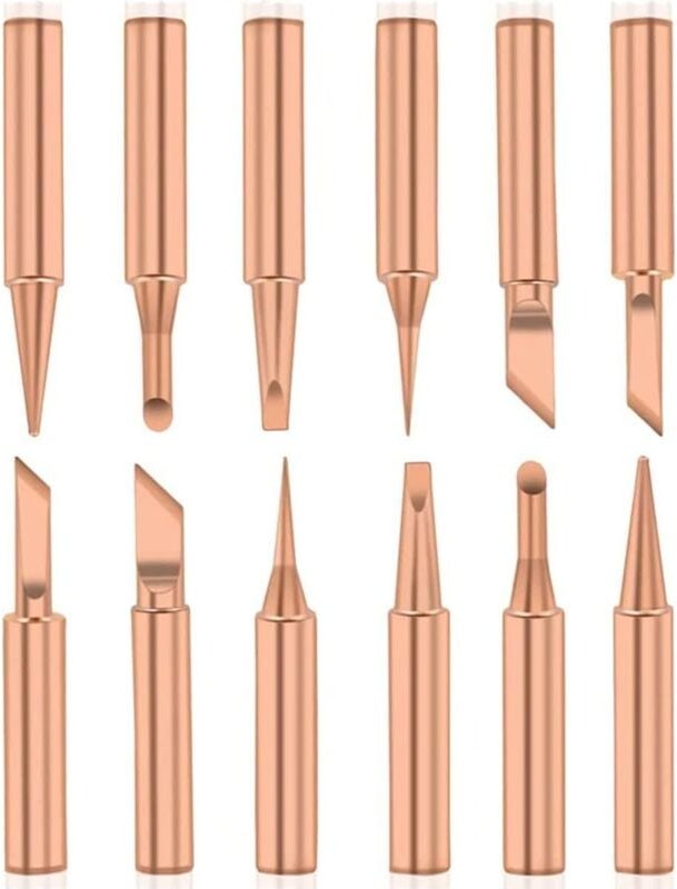 Csparkv - 12er-Pack Lötspitzen aus reinem Kupfer, bleifreie Lötspitzen, 900M-T-Lötstation, Schweißwerkzeuge für Funkschu...