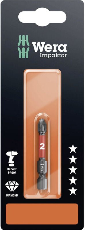 851/4 imp dc sb SiS 05073956001 Kreuzschlitz-Bit ph 2 Werkzeugstahl legiert, diamantbeschichtet - Wera