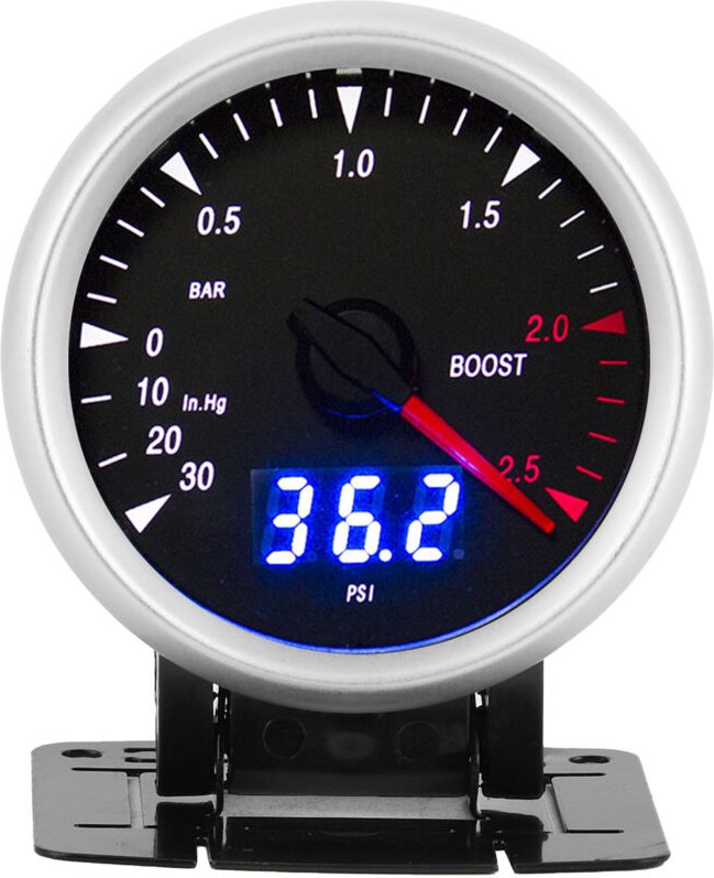 aqxreight - Turbodruckanzeige, 60mm / 2,5in 12V Universal-Auto-Turbodruckanzeige mit LED -30-2,5 BAR LED-Steuerung.