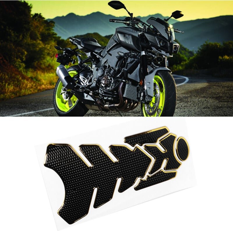 Ej.Life Gastankschutz Motorrad Tank Pad, 3D Motorrad Gas Öl Kraftstofftank Aufkleber Pad Schutz Dekoration(Schwarzer gol...