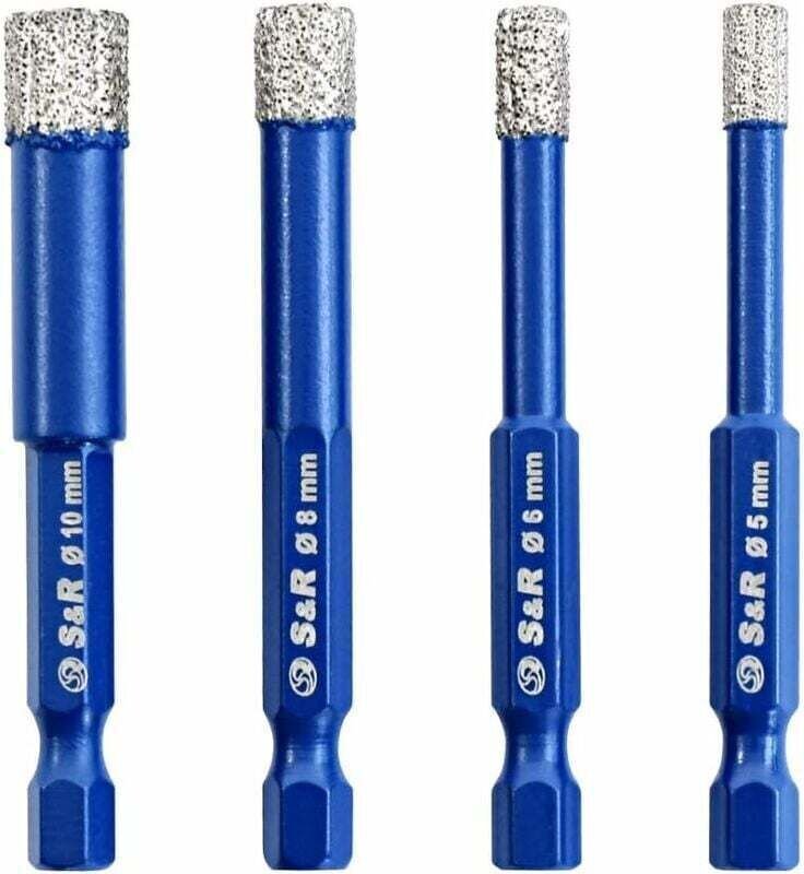 Fliesenbohrer-Set, Diamantbohrer für Steinzeug mit 5, 6, 8 und 10 mm Durchmesser, Metallbohrer für Fliesen, Keramikbohre...