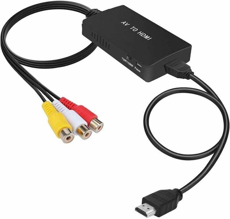 RCA-zu-HDMI-Konverter mit HDMI-Kabeln, AV-zu-HDMI-Adapter Full HD 720P/1080P Video-Audio-Konverter für HDTV-Monitor und ...