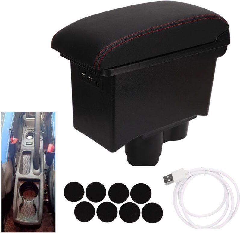 Aufbewahrungsbox für die Armlehne, schwarzer Auto-Konsolen-Organizer aus Kunstleder, leicht zu befüllen, zweilagig, für ...