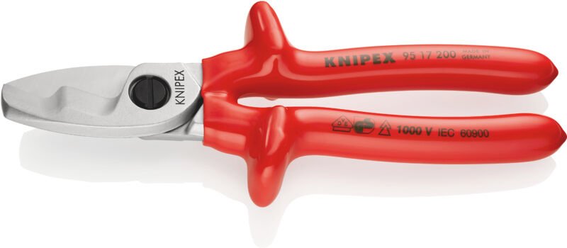 Knipex - 95 17 200 vde Kabelschere Doppelschneide tauchiso. verch. 200 mm