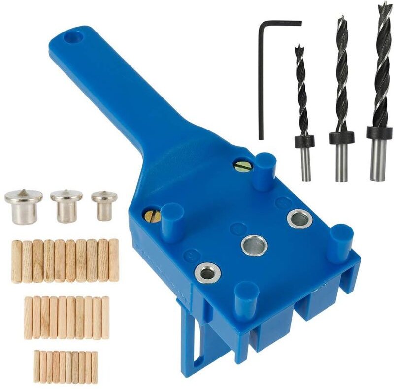 Verstellbare Bohrschablone für Holzbearbeitung, zum Bohren von Löchern mit 6/8/10 mm Durchmesser, 41-teilig.