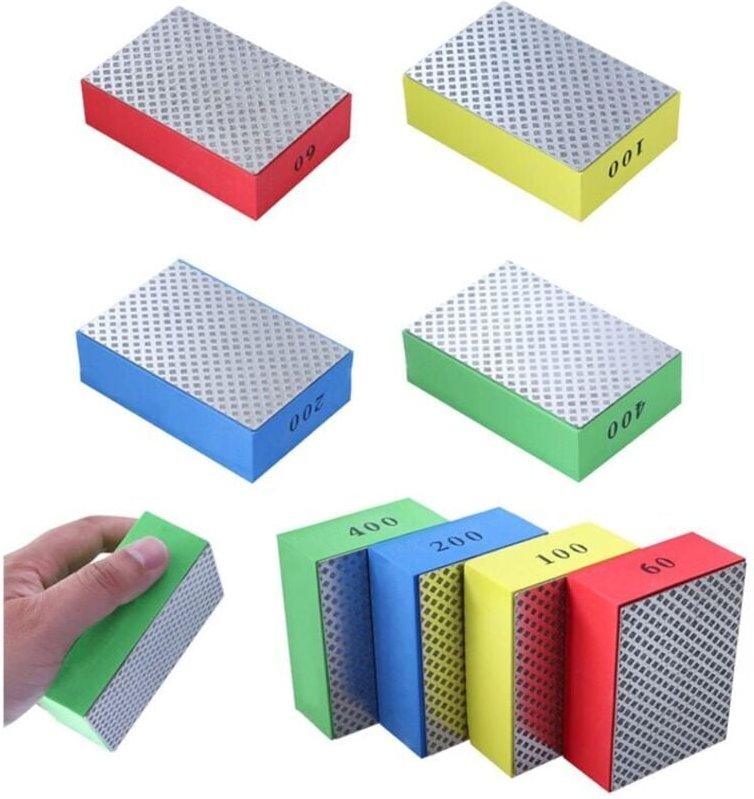 4 Stück Schleifschwämme, Schleifblöcke, Handpoliertampons aus Diamant, Hand-Schleifkeile für Fliesen, Keramik, Glas, Ste...