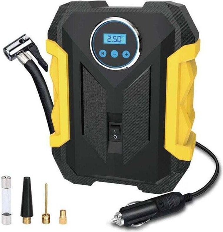 Autoreifenfüller, XU, 12-V-Tragbarer Luftkompressor, 150 PSI Luftkompressor mit Reifendruckmesser und LED-Leuchte, Gelb ...
