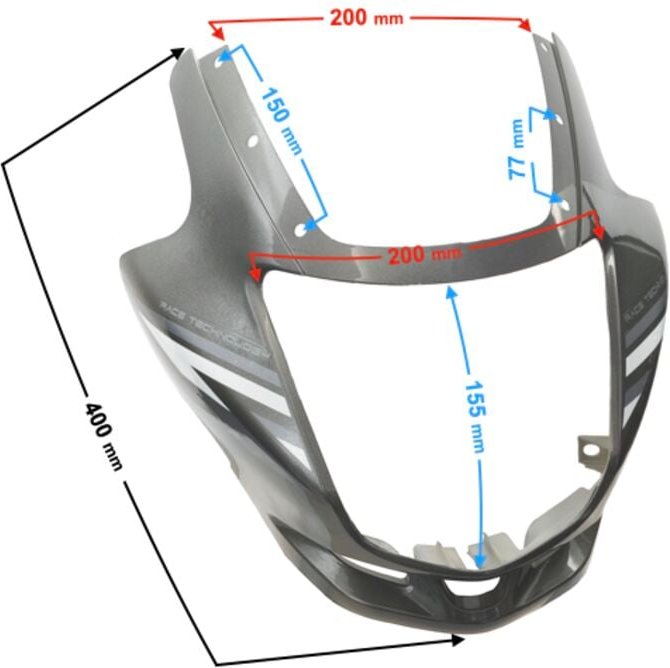 Graphit-Scheinwerfergehäuse für das Sprint 2 Moped