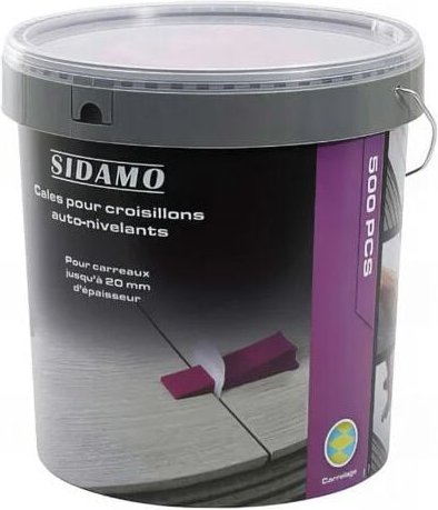 Eimer mit 500 Sidamo Keilen für selbstnivellierende Sprossenkreuze für Fliesen von 3 bis 20 mm Dicke