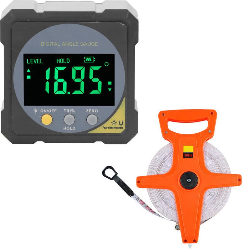 Schwarzer, hintergrundbeleuchteter LCD-Winkelmesser, wasserdicht (IP54), digitales LCD-Display, magnetischer Winkelmesse...