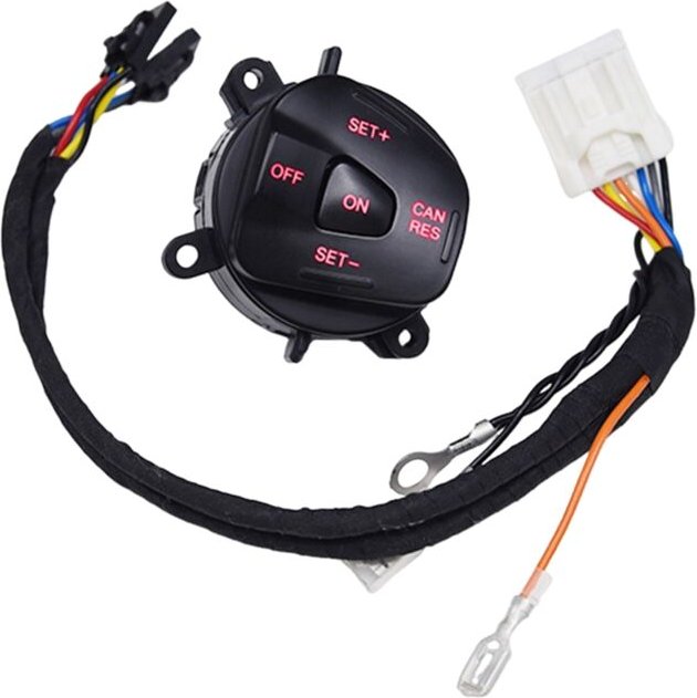 Tlily - Auto-Rote LED-Lenkrad Rechts Tempomatschalter mit Verkabelung für Fiesta MK7 Escort 2013-2015