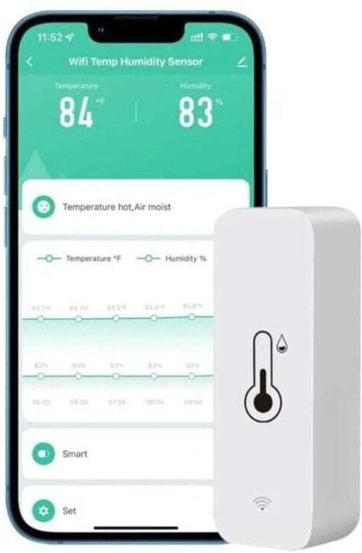 1 higrómetro WiFi para coche, hogar, interior y exterior. Sensor inalámbrico de temperatura y humedad con alerta remota ...