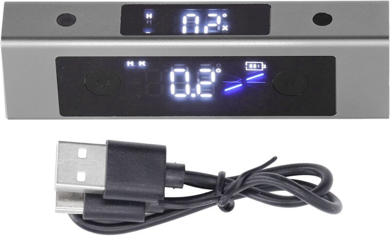 Winkelmesser, Geodreieck, LED-Digitalanzeige, Messwerkzeug für die Arbeit.