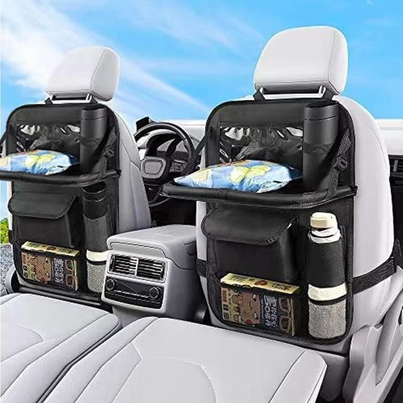 2er-Set Autositz-Organizer, mit faltbarem Esstischhalter, inklusive Hunde-Autonetz-Absperrung, für Spielzeug, Snacks und...