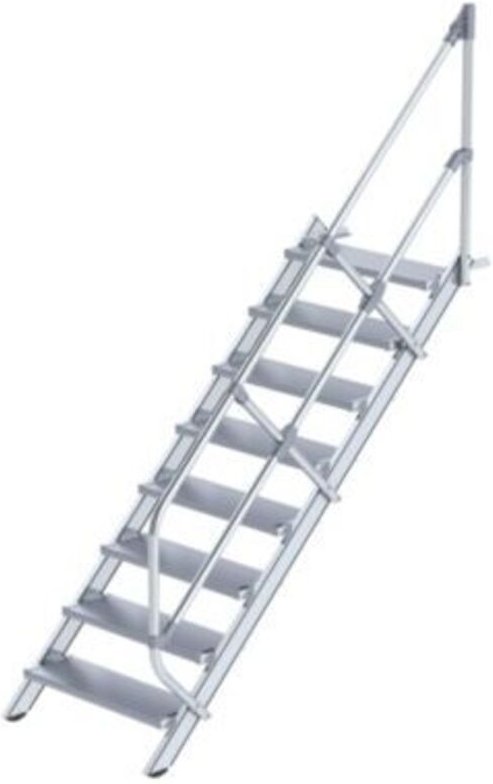 Günzburger Steigtechnik Treppe 45° Stufenbreite 800 mm 8 Stufen Aluminium geriffelt - 600268