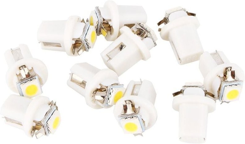 10 Stück T5 Kfz-Anzeige-Seitenblinker 5050 1SMD LED Tachometer Armaturenbrett Seitenblinker 12V