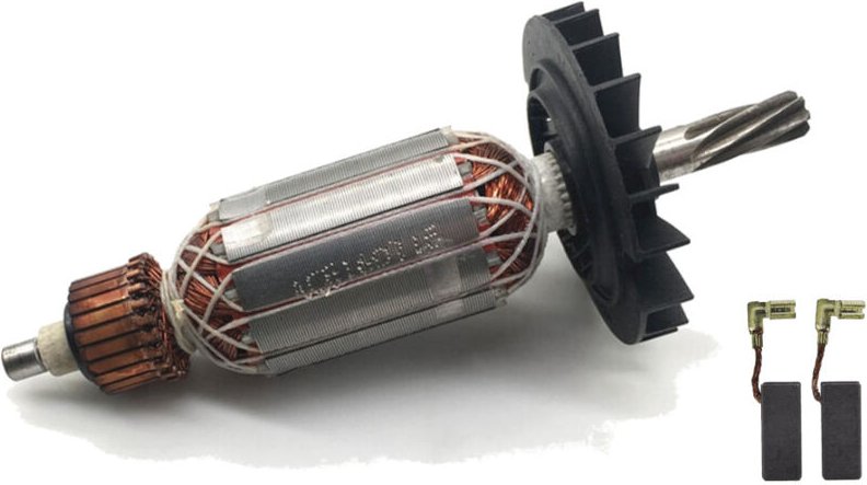 SET: Anker/Rotor/Motor Ersatzteil/Läufer/Kollektor/Polpaket mit Lüfter + Motorkohlen für Bosch GBH 2-26 E GBH 2-26 RE GB...