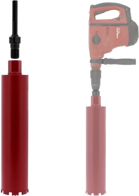 Diamantbohrkrone Ø 96 mm mit Adapter für Bohrmaschine und SDS-max-Bohrhammer