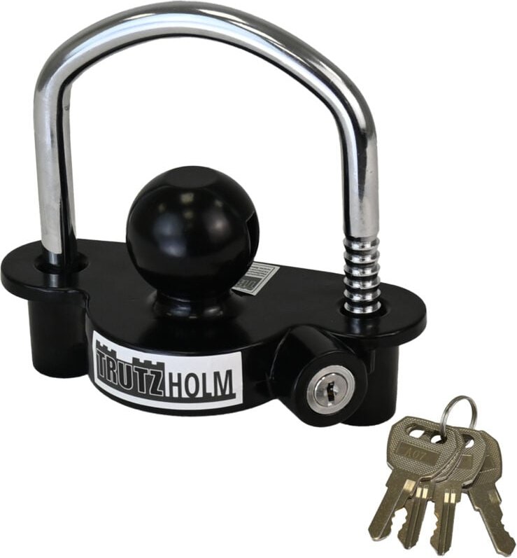 Baumarktplus - Anhängerschloss mit 12,7 mm Stahlbügel 11fach verstellbare Ratschenverriegelung inkl. 4 Schlüssel