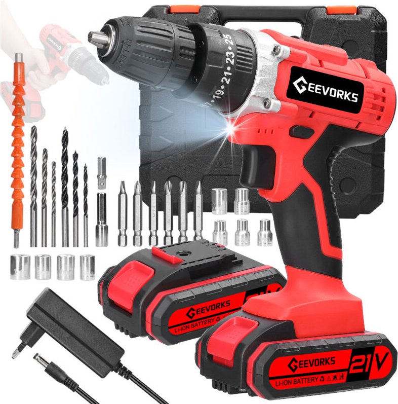 3-in-1-Bohrmaschine, Lithium-Schraubendreher, 21-V-Schlagbohrmaschine, Bürstenmotor, stufenlose Geschwindigkeitsregulier...